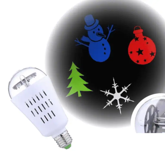 Lampadina Deco LED RGBW E27 Con Immagini Miste Rotanti Natalizie 1