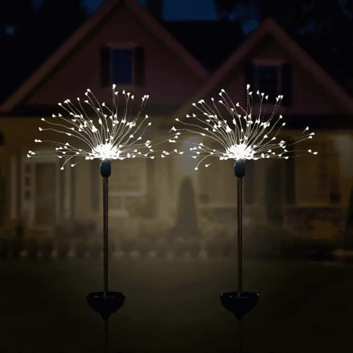 Picchetto Luci Solare A 80 MicroLED Con 8 Giochi Di Luce Per Uso Esterno Luce Bianca 1