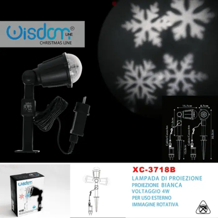 Proiettore Lampada Deco LED RGBW Per Uso Esterno Con Immagini Fiocchi Di Neve Rotanti Natalizie XC3719 1