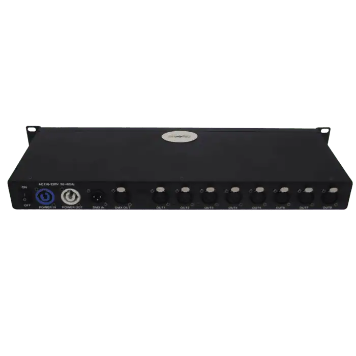Splitter A 8 Canali Uscita DMX Per Controllo Luci Con Alimentazione PowerCon 2