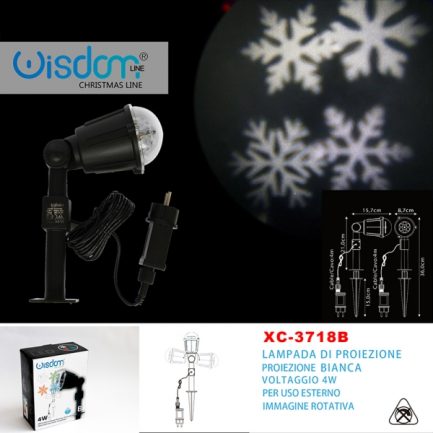 Proiettore Lampada Deco LED RGBW per uso Esterno con immagini fiocchi di neve rotanti Natalizie (XC3719)