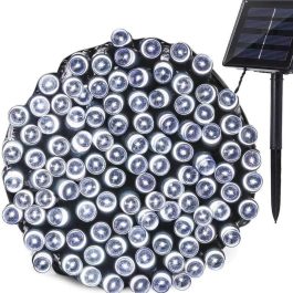 Catena Luminosa Solare di Natale a 200 LED con 8 giochi di Luce per uso Interno/Esterno (Luce Bianca)