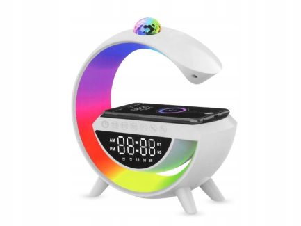 Lampada da tavolo LED RGB con proiettore luci display LCD altoparlante Bluetooth Radio FM USB TF AUX batteria 1500mAh