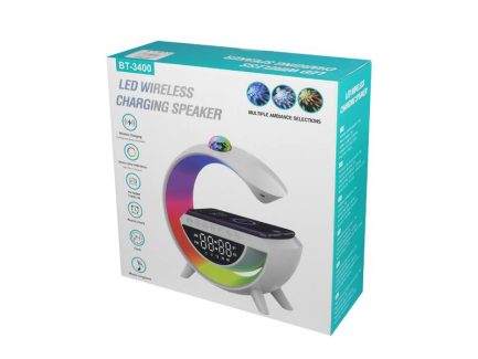 Lampada da tavolo LED RGB con proiettore luci display LCD altoparlante Bluetooth Radio FM USB TF AUX batteria 1500mAh - immagine 5