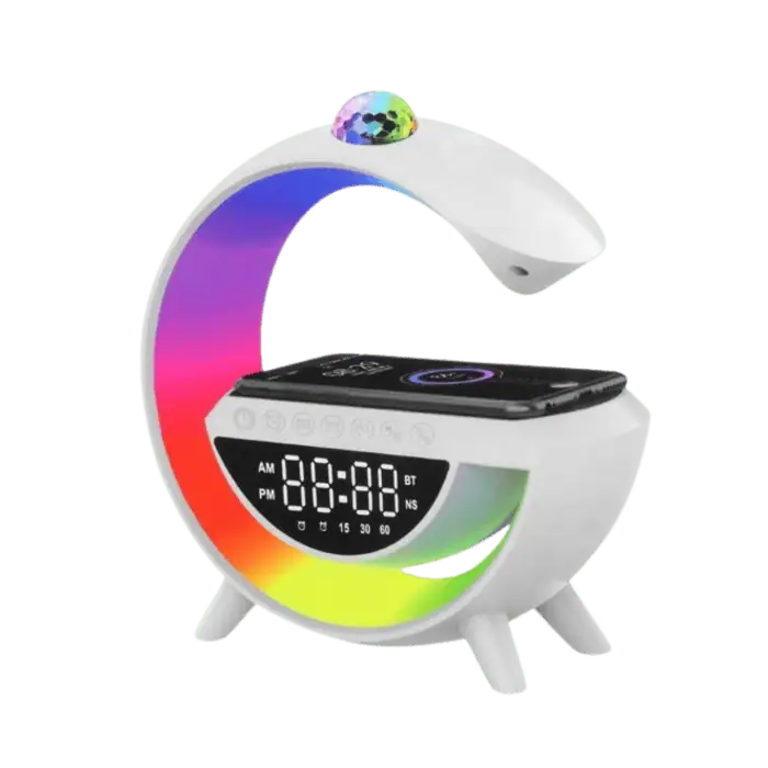 Lampada Da Tavolo LED RGB Con Proiettore Luci Display LCD Altoparlante Bluetooth Radio FM USB TF AUX Batteria 1500mAh 1