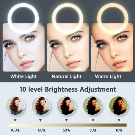 Anello Luminoso LED 12″ per selfie con treppiedi multi funzionale regolabile altezza 1,60mt - immagine 6