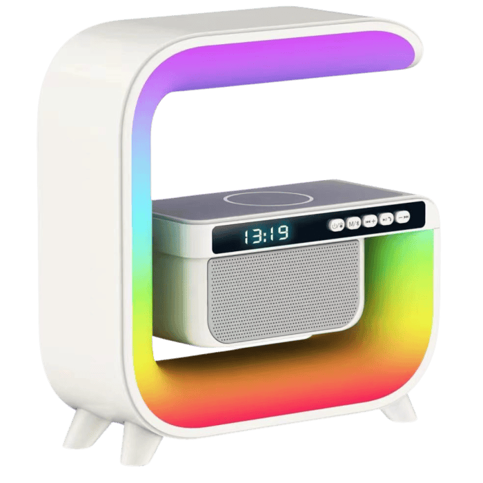 Lampada LED RGB Forma Cubo Con Ricarica Wirelless Bluetooth Speaker Radio Batteria Lunga Durata 1