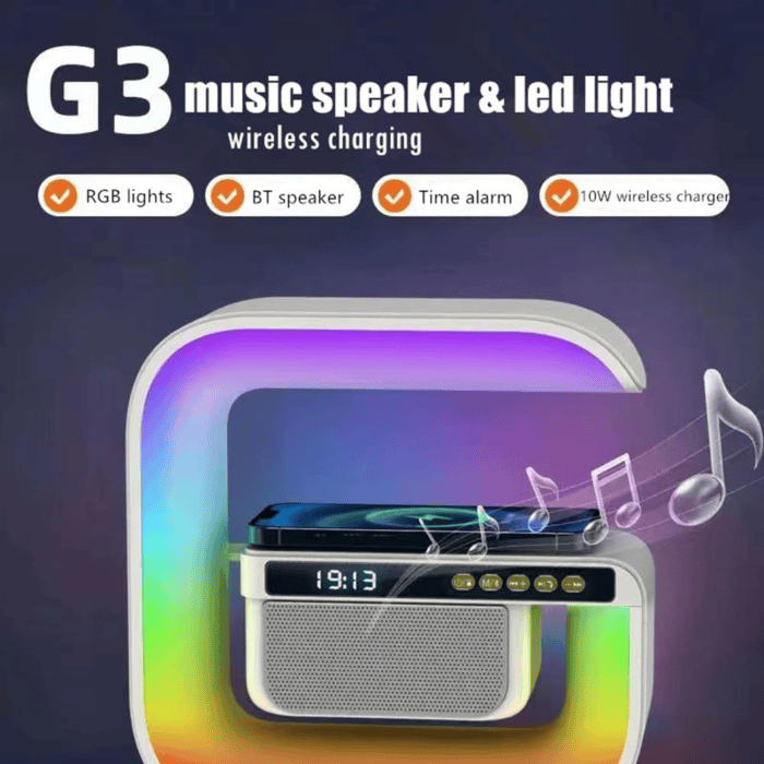 Lampada LED RGB Forma Cubo Con Ricarica Wirelless Bluetooth Speaker Radio Batteria Lunga Durata 2