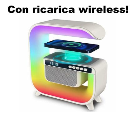 Lampada LED RGB Forma Cubo con ricarica wirelless bluetooth Speaker radio batteria lunga durata - immagine 4