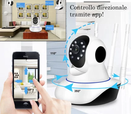 Camera HD 720P Wireless smart Motorizzata WIFI Telecamera 3 antenne IP - immagine 6