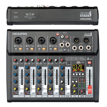 Mixer audio IS 2MIX6PRO a 6 canali con effetti DSP integrati