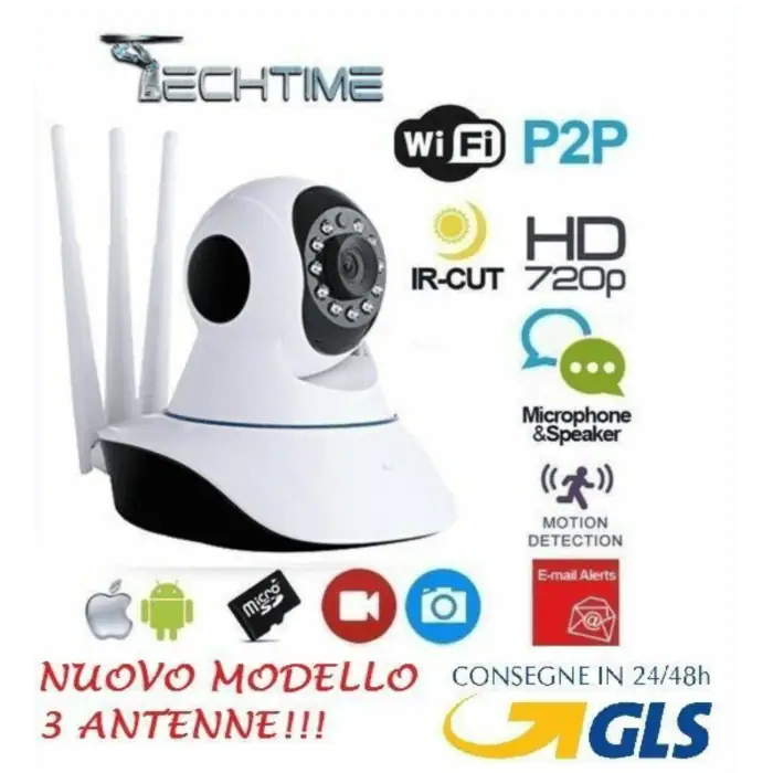 Camera HD 720P Wireless smart Motorizzata WIFI Telecamera 3 antenne IP 2