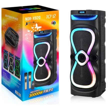 Cassa stereo Bluetooth RGB 3000W portatile usb con 2 microfoni e telecomando - immagine 4