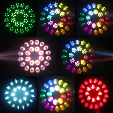 Testa Mobile Beam 230W Con anello ring RGBW head light gobo prisma e ruota colori - immagine 6
