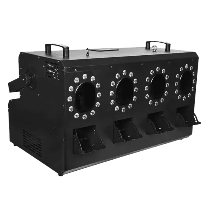 Macchina del Fumo e delle Bolle di Sapone A Doppia Ventola 1500W LED RGBW Completa di Flight Case 1