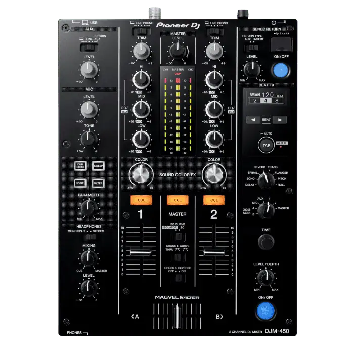 Mixer Pioneer DJM 450 a 2 canali con Sound Colour e Beat FX per DJ 2