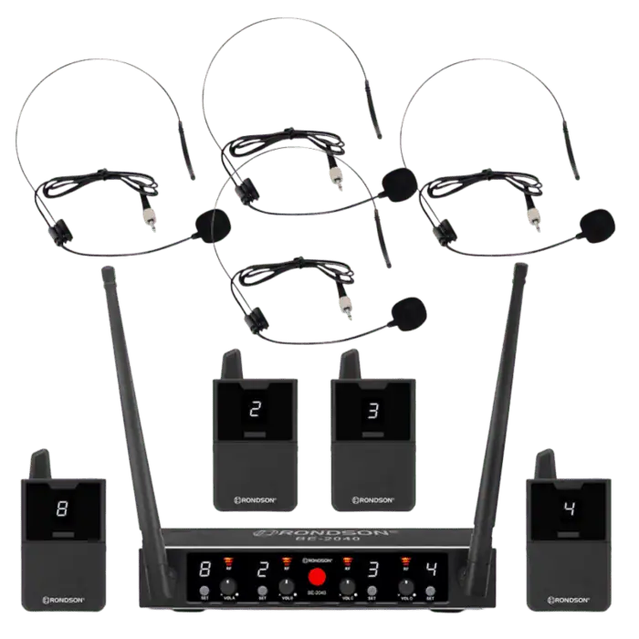 Sistema Radiomicrofono RONDSON BE 20404BP con 4 bodypack e archetti 1