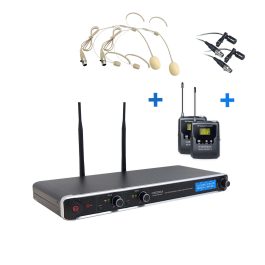 Sistema Radiomicrofono DEFINITIVE AUDIO Uhf PT200 con 2 bodypack e archetti