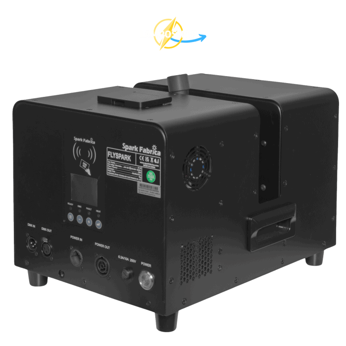 Fontana Fredda SF Z5 a Scintille Fredde Motorizzate 700W altezza 1 6 metri a Getto Regolabile con FlightCase Spark Fabrica 1