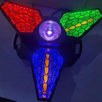 Lampada Retrò Flower LED PORTFLOWER ROTATION 250W Fascio Beam RGB+Luce cob calda a Rotazione Infinita 360° - immagine 4