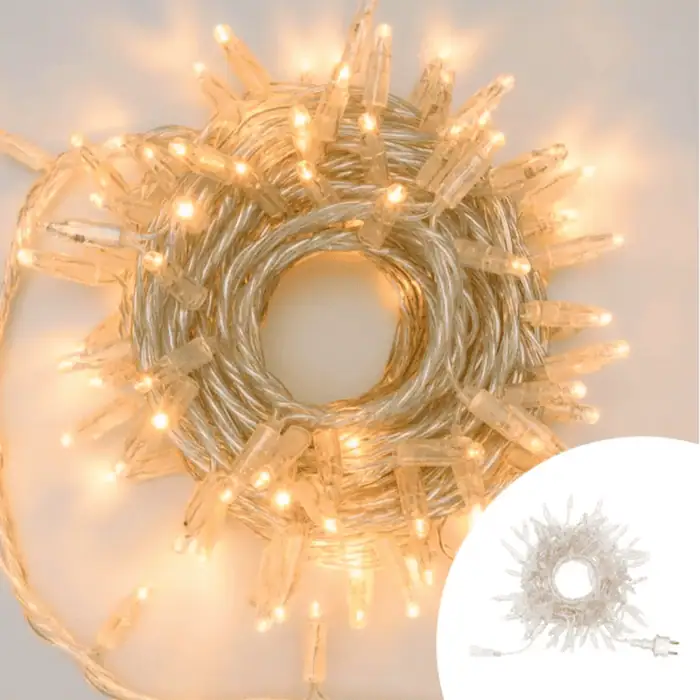 Catena Luminosa di Natale a 100 LED con Luci fisse e intermittenti per uso Interno Esterno Luce Bianca e Calda 3