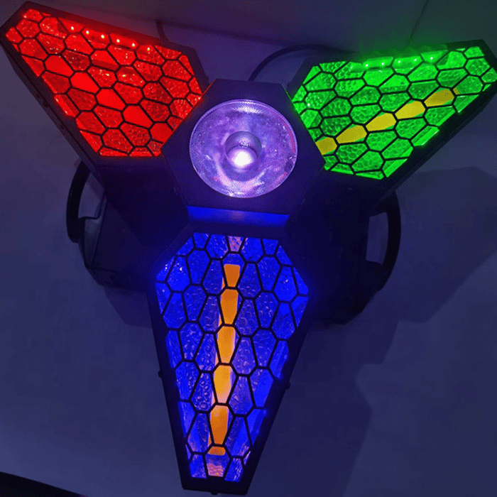 Lampada Retro Flower LED PORTFLOWER ROTATION 250W Fascio Beam RGBLuce cob calda a Rotazione Infinita 360 3