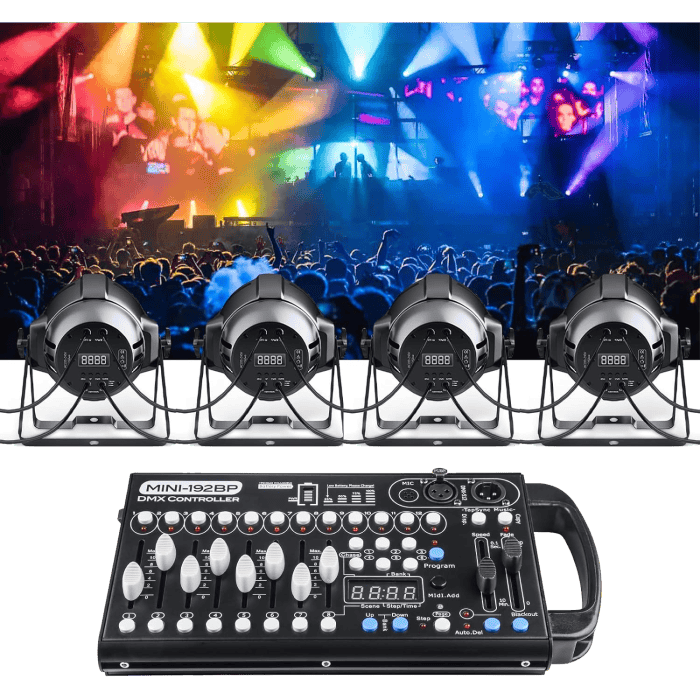Mini Centralina Wireless 2.4ghz a Batteria Ricaricabile DMX 192CH Con Controller Mixer Luci 3