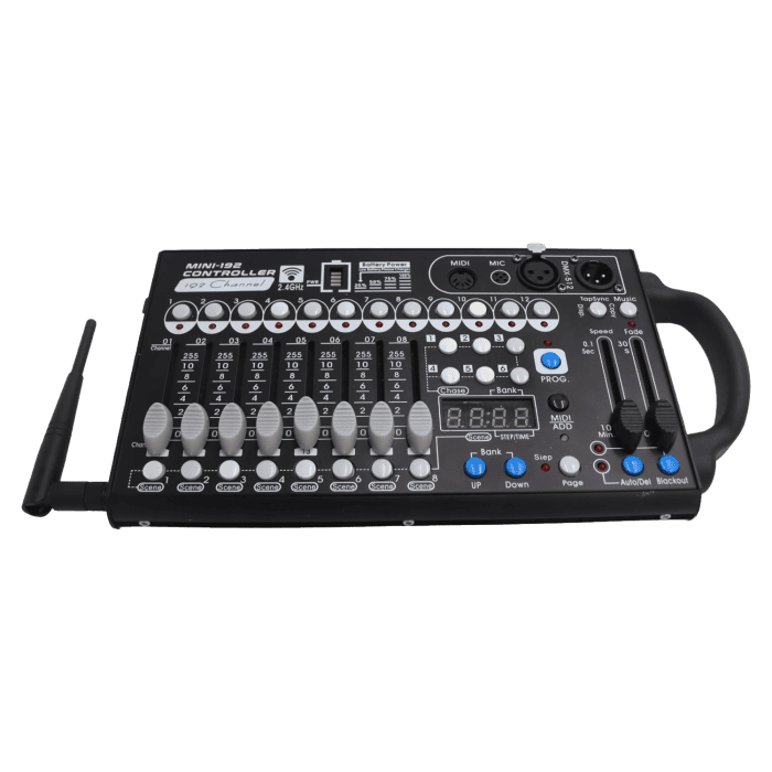 Mini Centralina Wireless 2.4ghz a Batteria Ricaricabile DMX 192CH Con Controller Mixer Luci