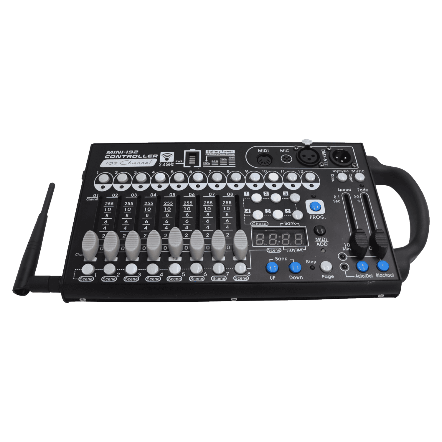 Mini-Centralina-Wireless-2.4ghz-a-Batteria-Ricaricabile-DMX-192CH-Con-Controller-Mixer-Luci Mini Centralina Wireless 2.4ghz a Batteria Ricaricabile DMX 192CH Con Controller Mixer Luci
