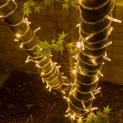 Catena Luminosa di Natale a 100 LED con Luci fisse e intermittenti per uso Interno/Esterno (Luce Bianca e Calda) - immagine 3