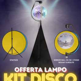 Kit Disco completo con supporto sfera mirrorball stativo con copertura offerta Lampo