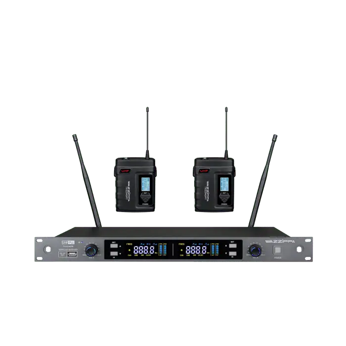 Sistema radiomicrofono ZZIPP TXZZ422 a canali UHF 2×48 CH con 2 bodypack