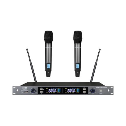 Sistema radiomicrofono ZZIPP TXZZ420 a canali UHF 2×48 CH con 2 microfoni palmari