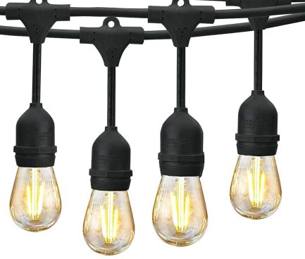Catenaria Pendente Luminosa per esterno da 10 metri con 10 porta lampade E27 (NERA)