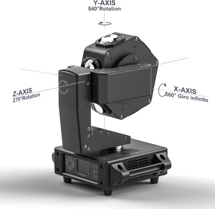 Mini Testa Mobile Dominator Con Fascio Beam LED RGBW 6x50w Rotazione Infinita 360° - immagine 3