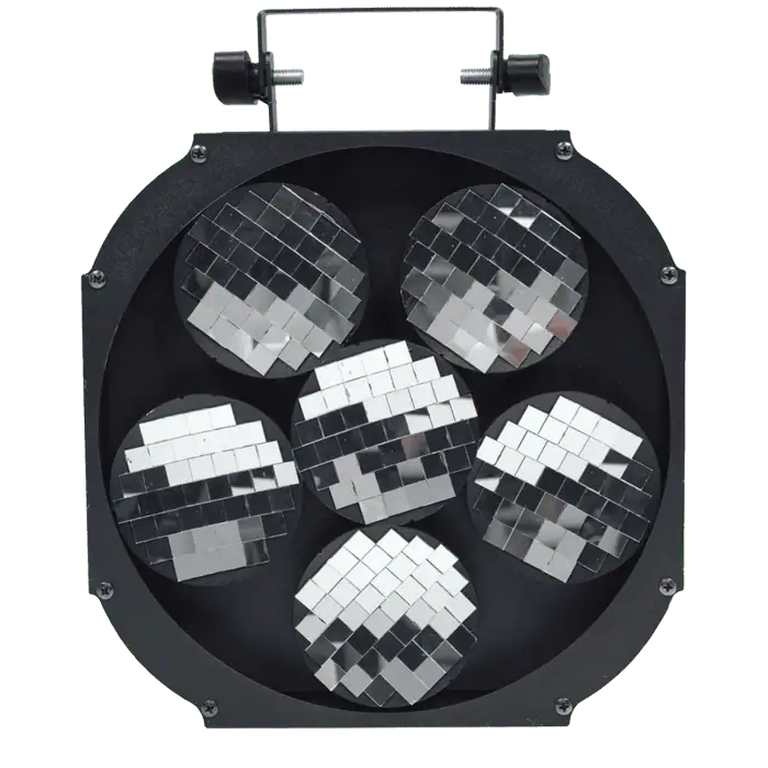 Effetto Sfera Mirrorball MOVING MIRROR 6 con dischi curvi rotanti Motorizzati