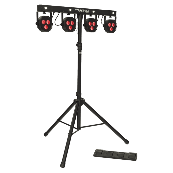Set luci illuminazione STAGE BAR II con 4 Par Led RGB all in one e Pedaliera di Controllo Remoto 1