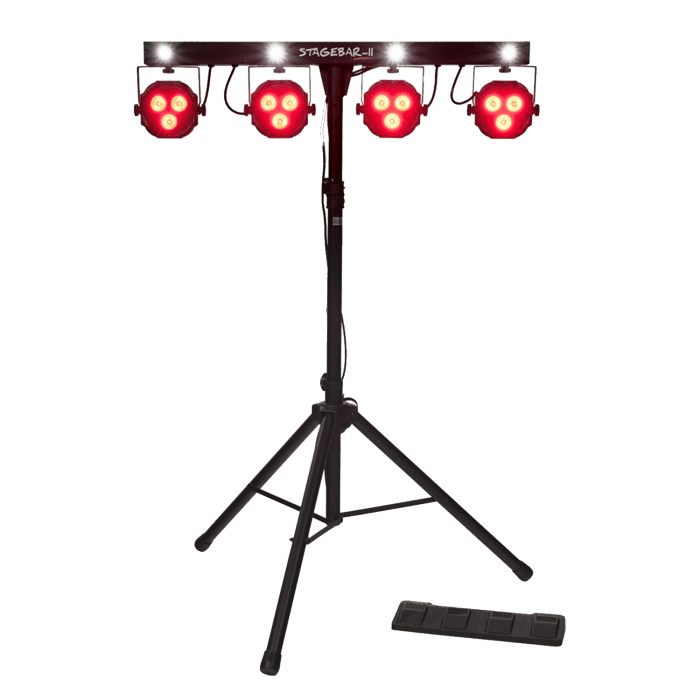 Set luci illuminazione STAGE BAR II con 4 Par Led RGB all in one e Pedaliera di Controllo Remoto