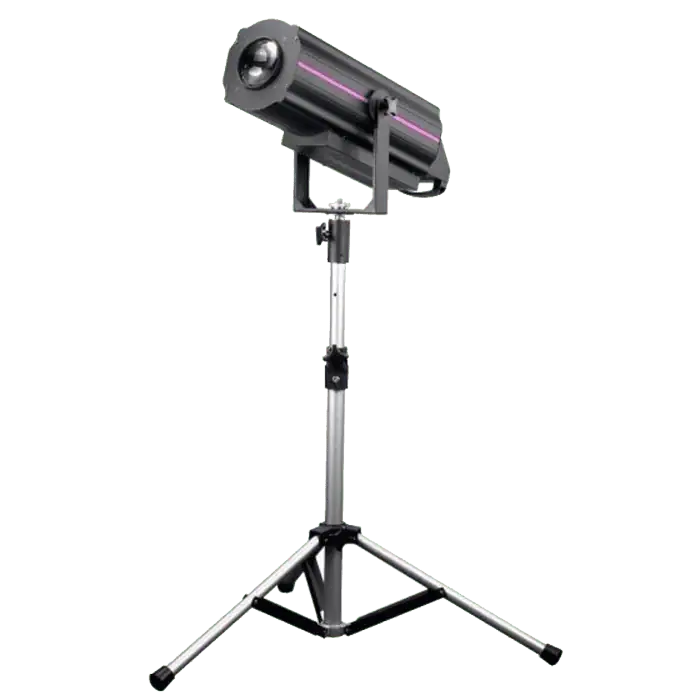 Faro seguipersona con LED da 350 W e ruota colori completo di Baule FlightCase 1