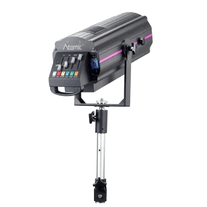 Faro seguipersona con LED da 350 W e ruota colori completo di Baule FlightCase 3