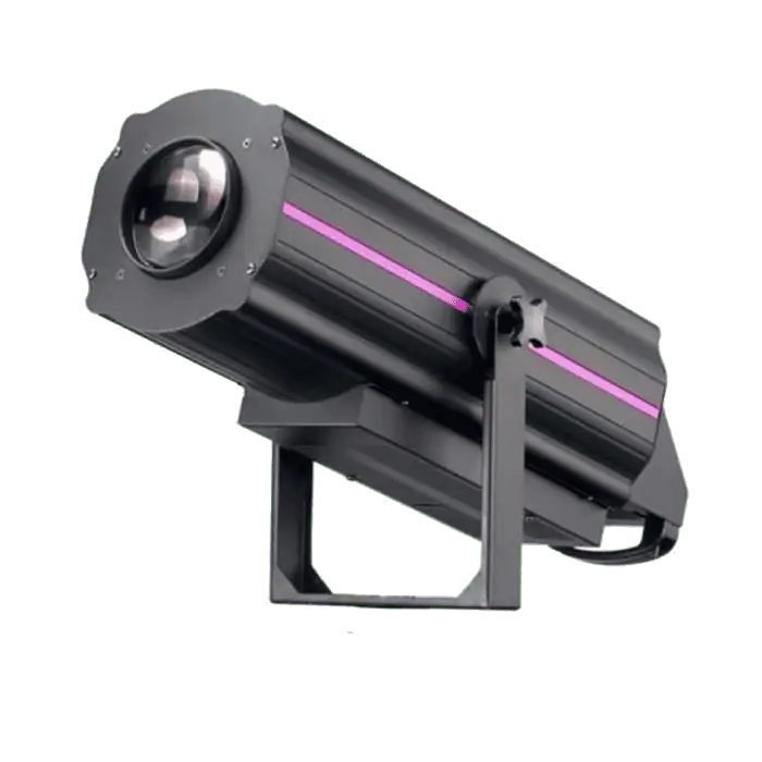 Faro seguipersona con LED da 350 W e ruota colori completo di Baule FlightCase