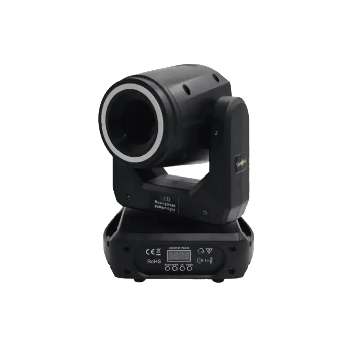Mini Testa Mobile Spot LED 150W Prisma Rotante Con Anello RING RGB Alimentazione VDE 1