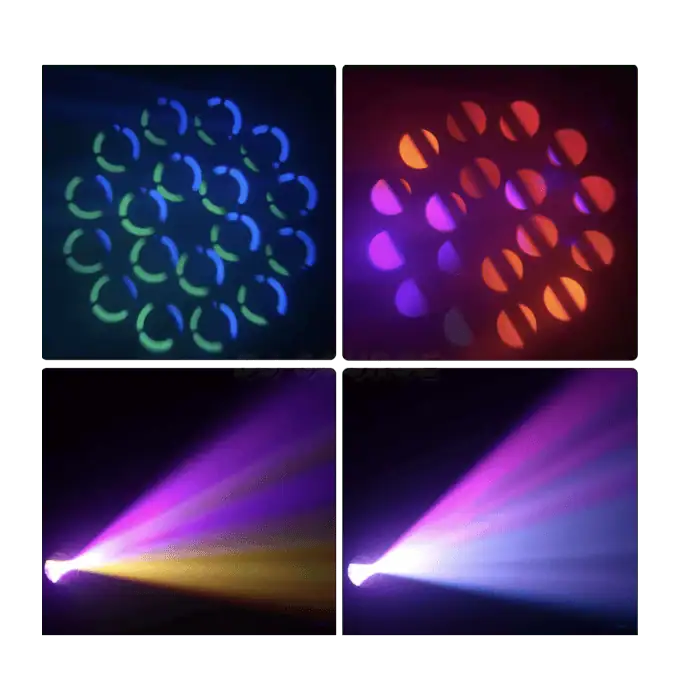 Mini Testa Mobile Spot LED 150W Prisma Rotante Con Anello RING RGB Alimentazione VDE 5