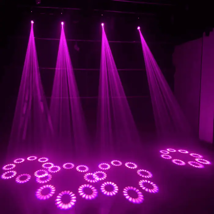 Mini Testa Mobile Spot LED 150W Prisma Rotante Con Anello RING RGB Alimentazione VDE 7