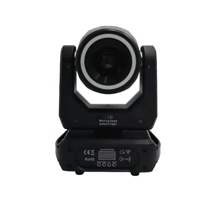 Mini Testa Mobile Spot LED 150W Prisma Rotante Con Anello RING RGB Alimentazione VDE