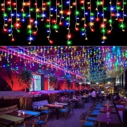 Tenda luminosa 200x150cm da 210 LED Multicolor per uso interno esterno IP44 con alimentatore incluso - immagine 5