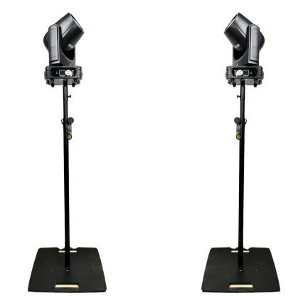 Kit supporto stativo base gravity con coppia mini Liunar Beam 230 completo di flight case