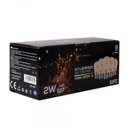 Kit da 10 Lampadine LED 2W con attacco E27 Luce calda 2200K per Catenaria
