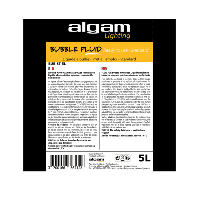 Liquido Algam Lighting BUB ST 5L Standard per ricarica Macchine delle Bolle 1