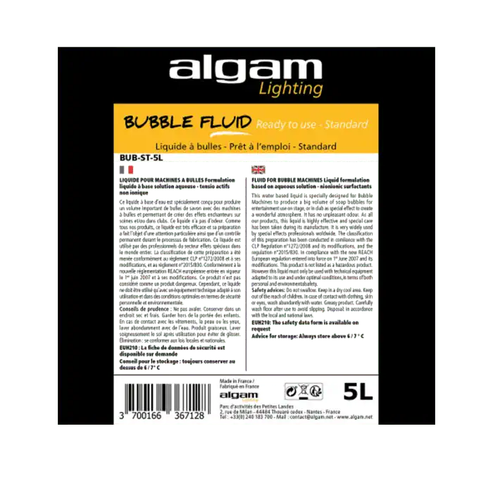 Liquido Algam Lighting BUB ST 5L Standard per ricarica Macchine delle Bolle 1